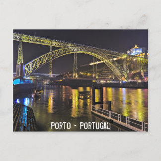 Carte Postale Porto - Portugal. Scène De Nuit Près De La Rivière