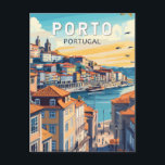 Carte Postale Porto Portugal Travel Art Vintage<br><div class="desc">Conception de déplacement vectoriel Porto rétro. Porto est une ville côtière du nord-ouest du Portugal connue pour ses ponts imposants et sa production de vin de port.</div>