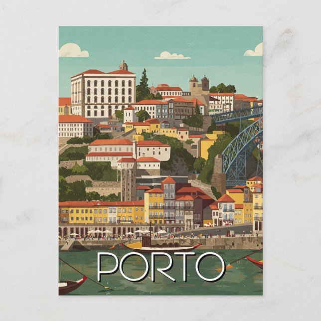 Carte Postale Porto Portugal Voyage Abstrait Vintage (Devant)