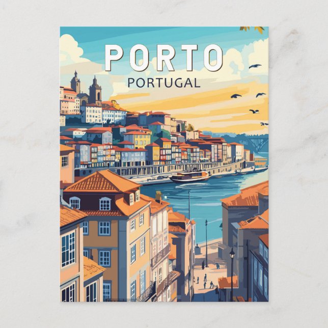 Carte Postale Porto Portugal Voyage Art Vintage (Devant)