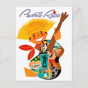 Carte Postale Porto Rico, homme avec une guitare