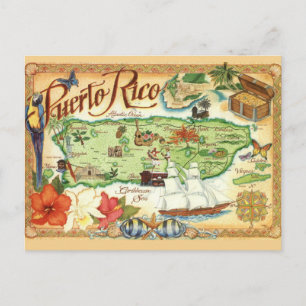 Carte postale Porto Rico Illustrated Map