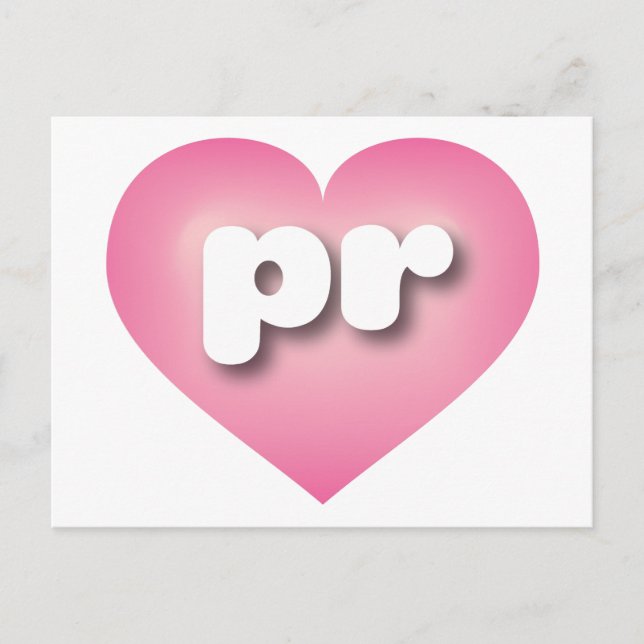 Carte Postale Porto Rico Pink Fade Heart - J'aime PR (Devant)