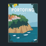 Carte Postale Portofino Italie Retro Voyage Art Vintage<br><div class="desc">Design vectoriel Portofino. Portofino est un village de pêcheurs situé sur la côte de la Riviera italienne,  au sud-est de Gênes.</div>