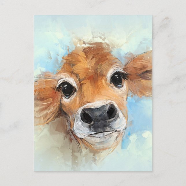 Carte Postale Portrait adorable de vache (Devant)