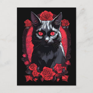 Carte Postale Portrait animal gothique   Chat noir