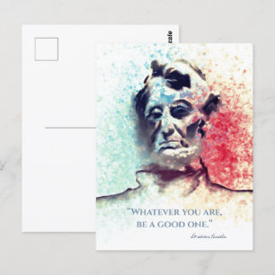 Carte Postale Portrait aquarelle d'Abraham Lincoln en rouge et b