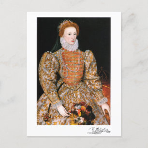 Carte Postale Portrait complet de la reine Elizabeth I d'Anglete