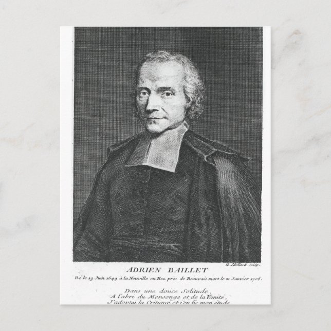 Carte Postale Portrait d'Adrien Baillet (Devant)
