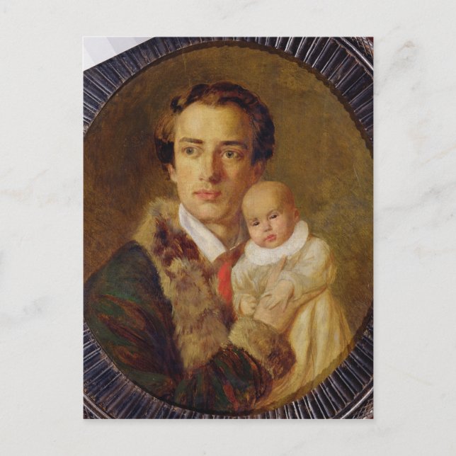 Carte Postale Portrait d'Alexandre Herzen avec son fils, 1840 (Devant)