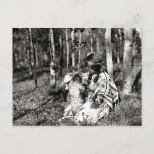 Carte Postale Portrait d'Américanne Native American Indian Vinta