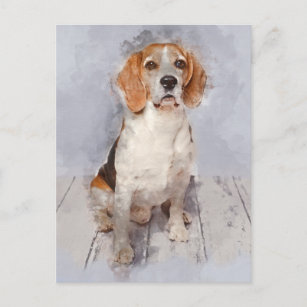 Carte Postale Portrait d'aquarelle Beagle