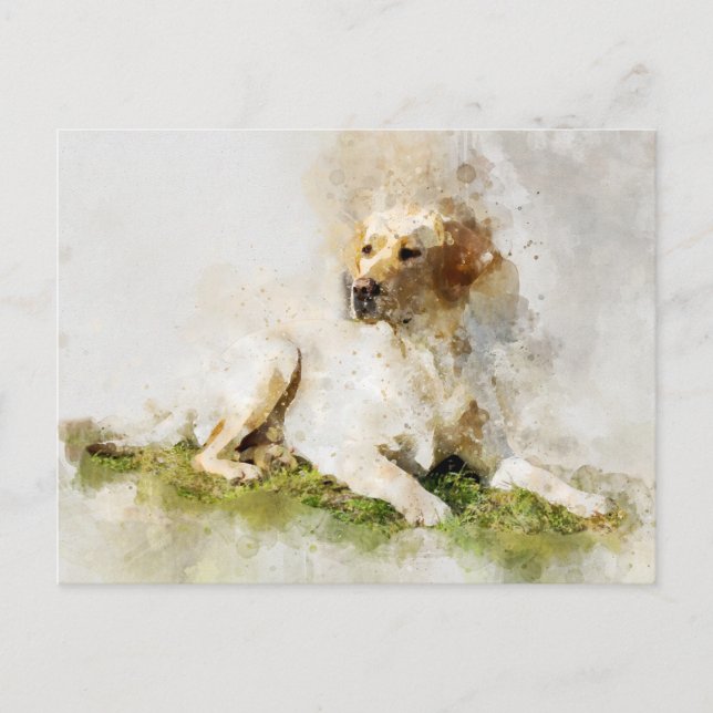 Carte Postale Portrait d'aquarelle de chien de Labrador Retrieve (Devant)