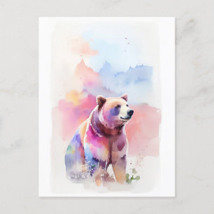 Carte Postale Portrait d'aquarelle de l'ours 2