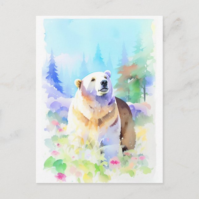 Carte Postale Portrait d'aquarelle de l'ours 5 (Devant)