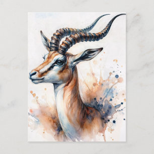 Carte Postale Portrait d'aquarelle Gazelle