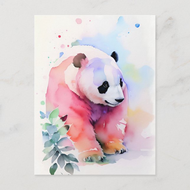 Carte Postale Portrait d'aquarelle Panda 1 (Devant)