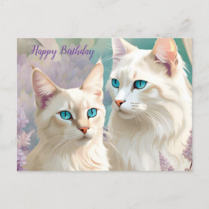Carte Postale Portrait d'art de chat siamois Lynx Point pour ann