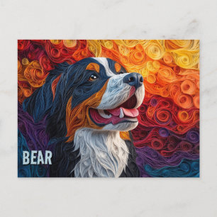 Carte Postale Portrait d'art de quilles de chien de montagne ber