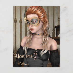 Carte Postale Portrait d'Art Élégant de Mascarade Vénitienne