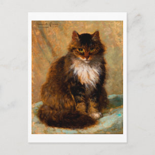 Carte Postale Portrait d'art fin de chat Maine Coon vintage