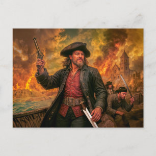 Carte Postale Portrait de bataille de pirate d'Henry Morgan