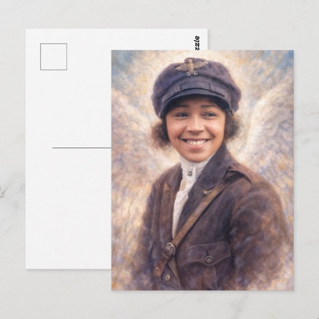 Carte Postale Portrait de Bessie Coleman - Style Angelcore (Devant / Derrière)