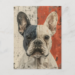 Carte Postale portrait de bouledogue français artwork vintage