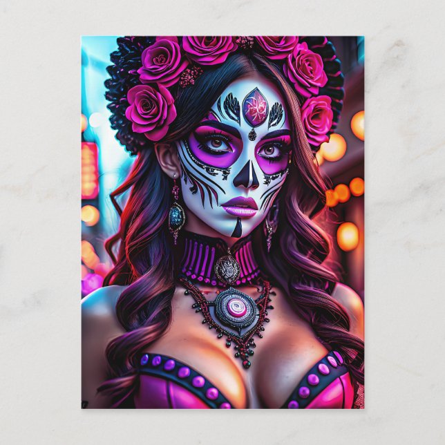 Carte Postale Portrait de Catrina de Día de los Muertos (Devant)