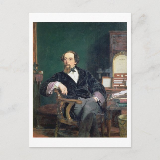 Carte Postale Portrait de Charles Dickens (huile sur toile) (Devant)