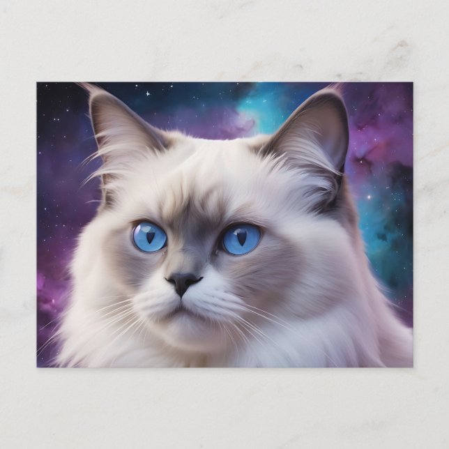 Carte Postale Portrait de chat Birman céleste (Devant)