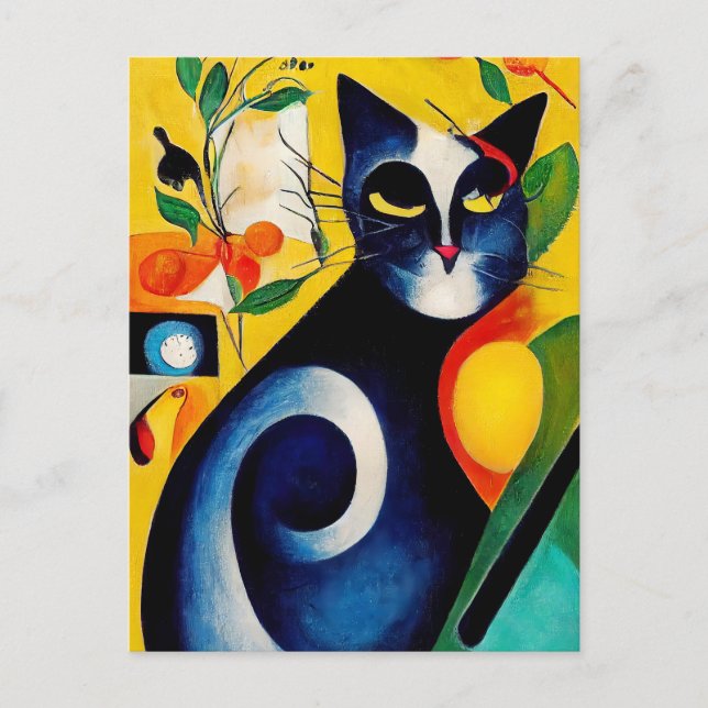 Carte Postale Portrait de chat dans le style expressionniste. Ar (Devant)