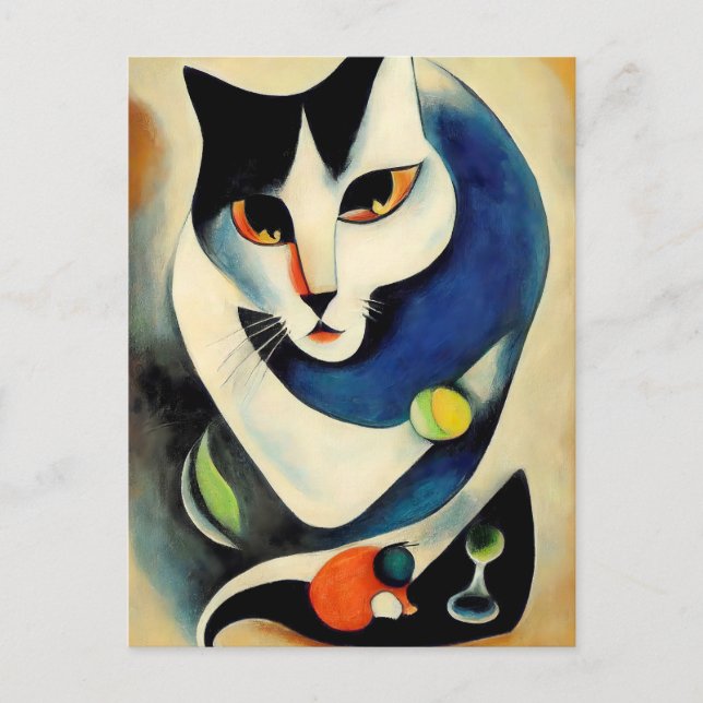 Carte Postale Portrait de chat dans le style expressionniste. Ar (Devant)