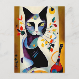 Carte Postale Portrait de chat dans le style expressionniste. Ar