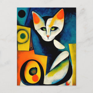 Carte Postale Portrait de chat dans le style expressionniste. Ar