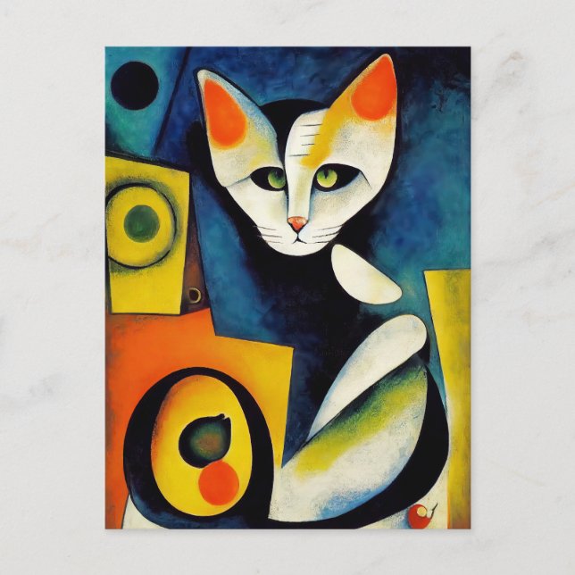 Carte Postale Portrait de chat dans le style expressionniste. Ar (Devant)