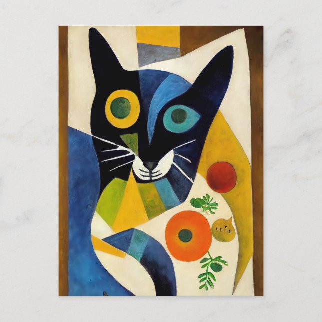 Carte Postale Portrait de chat dans le style expressionniste. Ar (Devant)