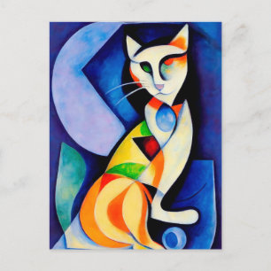 Carte Postale Portrait de chat dans un style expressionniste. Cl
