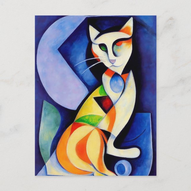 Carte Postale Portrait de chat dans un style expressionniste. Cl (Devant)