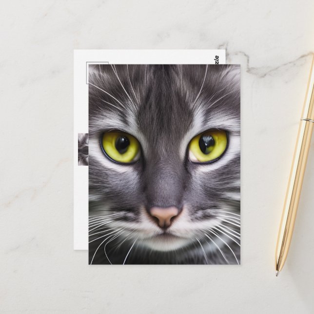 Carte Postale Portrait de chat merveilleux    (Devant/Arrière en situation)