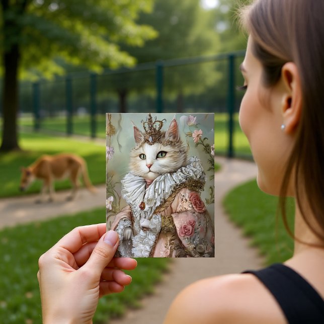 Carte Postale Portrait de chat royal baroque design reine (Créateur téléchargé)