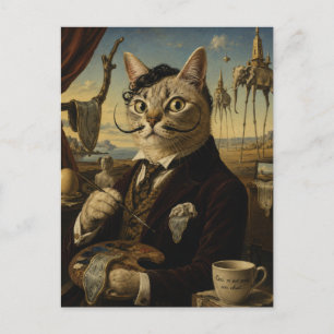 Carte Postale Portrait de chat surréaliste de Salvador Dali