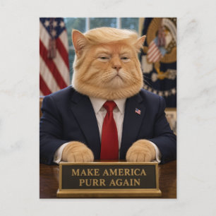 Carte Postale Portrait de chat Trump – Faire à nouveau ronronner