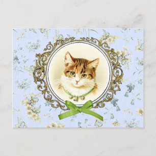 Carte Postale Portrait de chat vintage doux