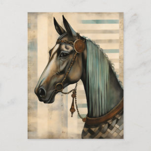 Carte Postale Portrait de cheval avec Bridle Orné