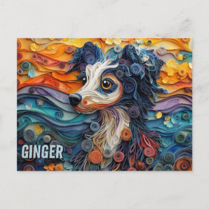 Carte Postale Portrait de chien d'art de Quilling en papier pein
