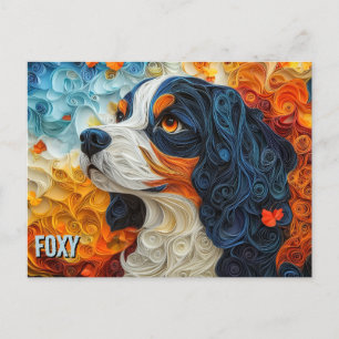 Carte Postale Portrait de chien d'art Quitter King Charles Papie