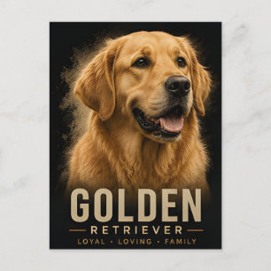 Carte Postale Portrait de Chien de Famille Aimant et Fidèle Gold