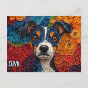 Carte Postale Portrait de chien en papier quilling Terrier brési