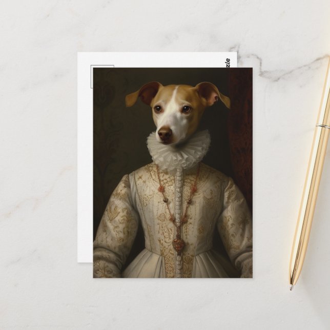 Carte Postale Portrait de chien historique adorable (Devant/Arrière en situation)